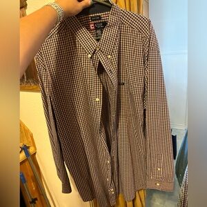 Chaps Brown Checkered Long Sleeve Shirt